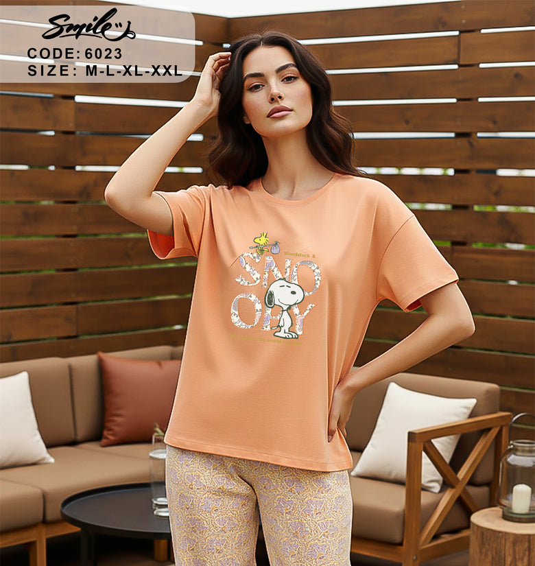 Lace Trim Long Sleeve Tee & Short Pyjama Set
