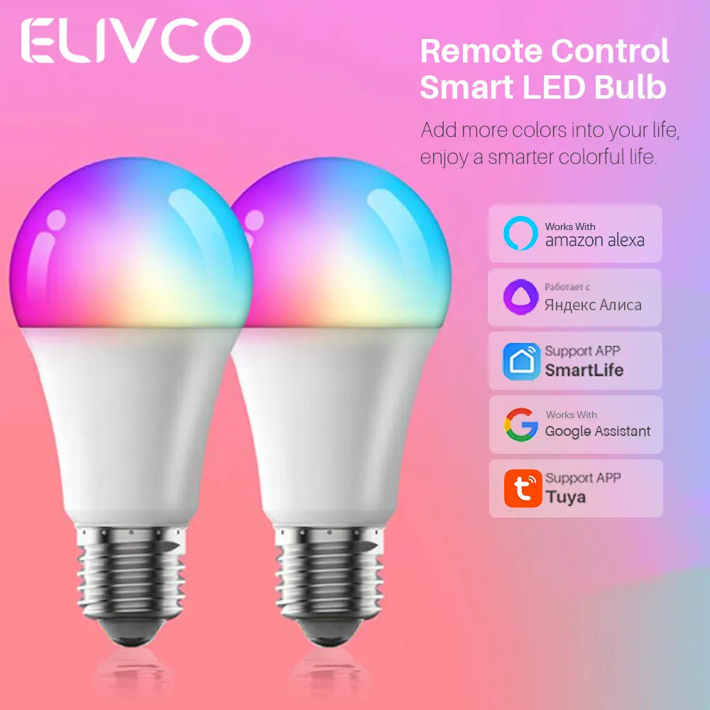 Tuya Smart Bulb E27 WiFi Dimmable LED Light Bulb Bluetooth/Zigbee RGBCW 100-240V Smart Life App Control Support Alexa Google Hom