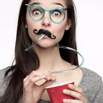 Funny Soft Glasses Beard Straws Flexible Drinking Tube Birthday Holiday Party Accessories Plastic Drinking Straws