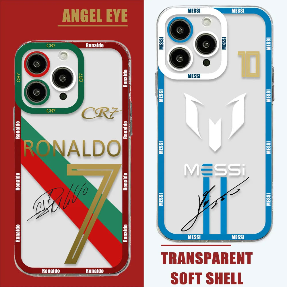 FootBall Number 7  10 Phone Case For iPhone 14 13 12 Mini 11 Pro Max X XR XS 7 8 SE 2020 Plus Soft Silicone Transparent Cover