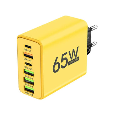 65W USB C Charger 6 Ports Fast Charging