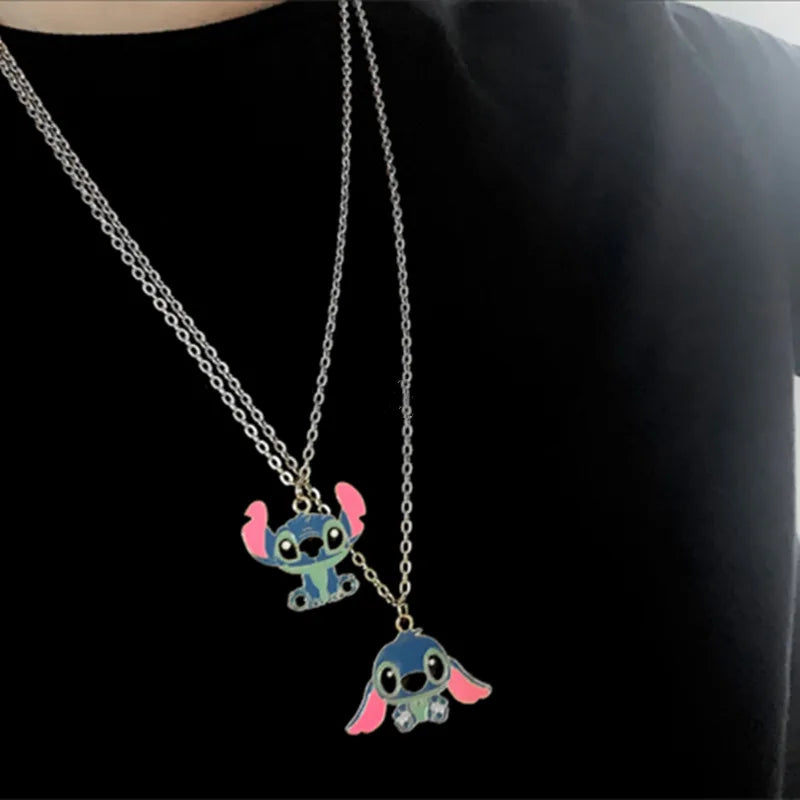 Disney Cartoon Necklace Lilo &amp Stitch Modeling Metal Necklace Anime Characters Stitch Kawaii Hip Hop Pendant Kids Gifts