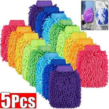 Car Wash Gloves Chenille Coral Fleece Gloves Washing Wiper Car Cleaning Towel Auto Dust Washer Mitt Car Cleaning Accessories