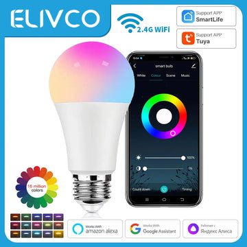 Tuya Smart Bulb E27 WiFi Dimmable LED Light Bulb Bluetooth/Zigbee RGBCW 100-240V Smart Life App Control Support Alexa Google Hom