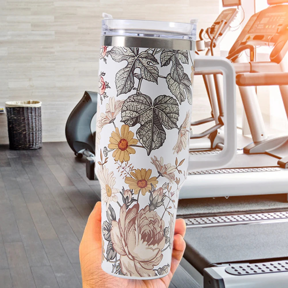 40 Oz Tumbler Cup Stainless Steel Insulated Tumbler with Handle and Lid Gifts for Women Men Her Him for Water Iced Tea Or Coffee