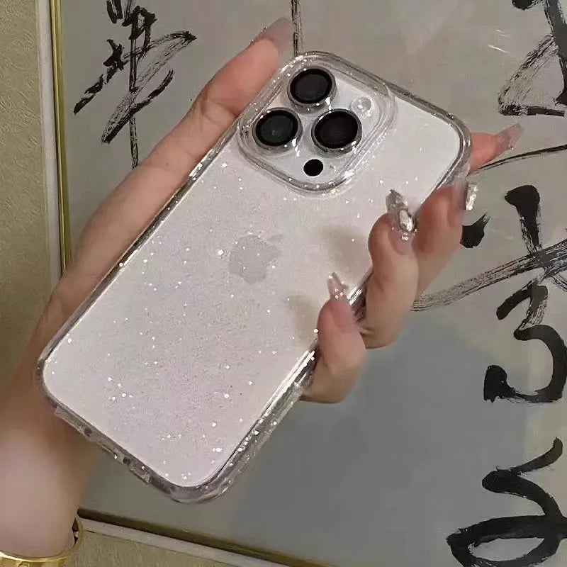 Luxury Bling Glitter Clear Phone Case For iPhone 16 15 14 13 12 11 Pro Max